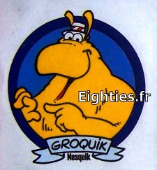 ANNEES, 80, 80's, eighties, Groquik, Groquick, Grosquick, Grosquik, Nesquik, Nesquick, NESTLE, Chocolat, mascotte, EMBLEME, enfance, trentenaires, pubs, PUBLICITE